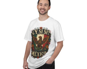 Sí Sí Mexico Eagle Graphic T-Shirt | Mexican Flag Colors, Floral Emblem