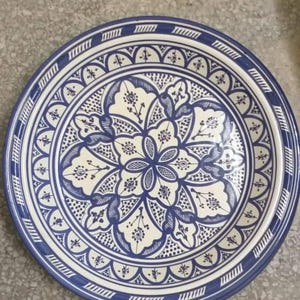 Handcrafted Moroccan Ceramic Plate – Traditional Safi Pottery – Boho Wall Art or Serving Dish