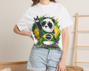 Rock Panda Brazil Flag T-Shirt | Garment-Dyed Cotton Panda Tee