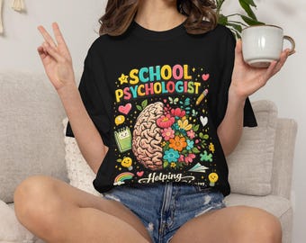 School Psychologist Shirt, Retro Brain Flowers Tee, Mental Health Counselor Gift, Therapy Apparel