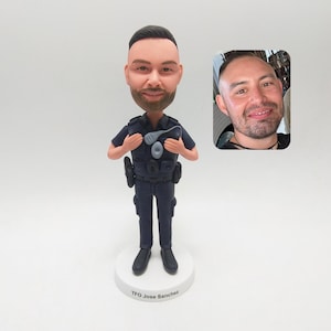 Handmade Bobblehead Custom Police Officer Figurine, Personalized Law Enforcement Gift,Perfect Police Academy Graduation Gift for Men & Women