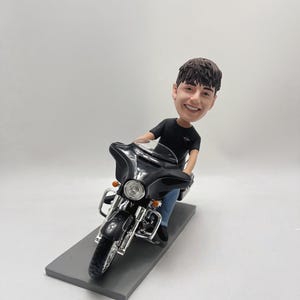 Custom Motorcycle Bobblehead - Personalized Racing Rider on Motorcycle, Unique Biker Figurine Gift for Dad, Custom Moto Toy