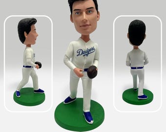 Custom Dodgers Pitcher Bobblehead, Personalized Baseball Player Statue, LA Fan Gift, Baseball Trophy, Custom Jersey Number
