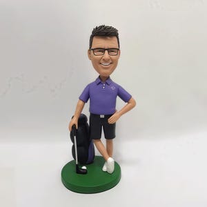 Custom Golf & Pet Bobblehead: Personalized Polymer Clay Figurine