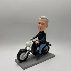 Custom Motorcycle Bobblehead - Personalized Racing Rider on Bike, Unique Moto Gift for Dad, Customizable Biker Figurine