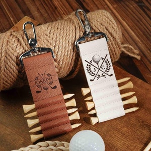 Personalized Golf Tee Holder Bag, Custom Engraved Tee Tag, Leather Golf Tee Holder, Golf Tee Tag, Gift for Him, Christmas Gift