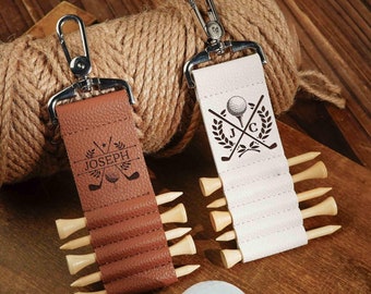 Personalized Golf Tee Holder Bag, Custom Engraved Tee Tag, Leather Golf Tee Holder, Golf Tee Tag, Gift for Him, Christmas Gift