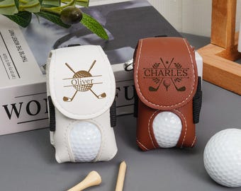 Personalisierte Golfballtasche, Mini-Golfballhalter, Leder-Golfballtasche, Golf-Tee-Halter Ballorganisator, tolle Golfgeschenke