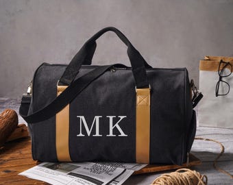 Borsa sportiva in tela personalizzata, borsa da palestra con monogramma personalizzato, borsa da viaggio per uomo per il weekend, regali per testimoni dello sposo