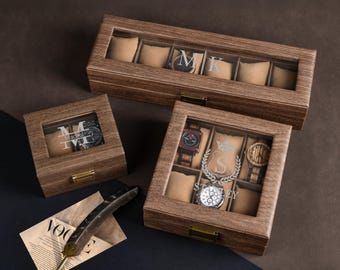 Personalized Watch Box, Custom Anniversary Gifts for Him, Watch Case for Men, Watch Storage Case, Gift for Dad Husband Boyfriend
