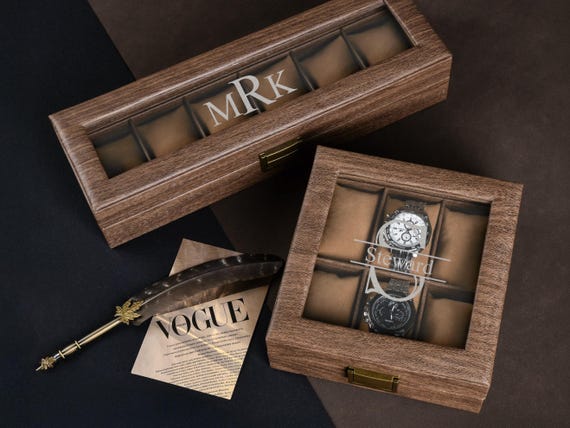 Custom Engraved Watch Box, Personalized Watch Case for Men, Anniversary Gifts for Him, Gift for Dad Husband Boyfriend, Watch Storage Case