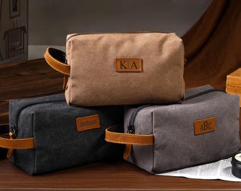 Personalized Men's Toiletry Bag, Custom Engraved Dopp Kit Bag, Groomsmen Gifts, Wedding Gift for Him