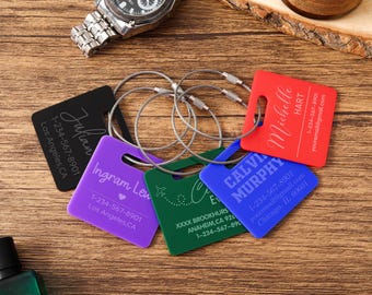 Etichetta per bagaglio personalizzata con incisione, targhetta identificativa in acrilico con nome, accessori da viaggio, bomboniera per matrimonio