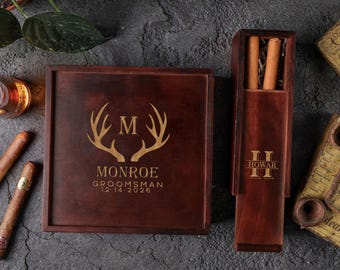 Caja de regalo de madera grabada, caja de regalo personalizada para padrinos de boda, regalo para padrinos de boda, propuesta de matrimonio, regalos para bodas, día del padre, caja de puros.