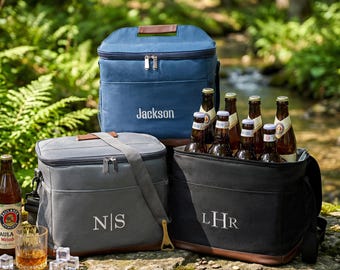 Borsa termica personalizzata ricamata, regali per testimoni dello sposo, borsa per il pranzo a tema golf e birra, regalo per il testimone dello sposo.