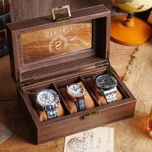 Custom Engraved Watch Box, Personalized Watch Case for Men, Anniversary Gifts for Dad Husband Boyfriend, Watch Storage Case image 7