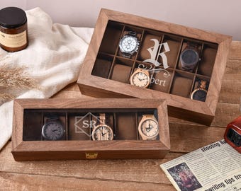 Custom Engraved Watch Box, Personalized Watch Case for Men, Anniversary Gifts for Him, Gift for Dad Husband Boyfriend, Watch Storage Case