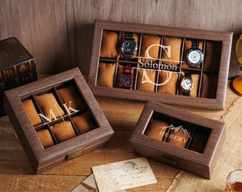 Personalized Watch Box for Men, Custom Engraved Watch Case, Anniversary Gifts for Him, Gift for Dad Husband Boyfriend, Watch Storage Case