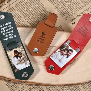 Custom Leather Keychain with Photo,Leather Keyring for Men,Personalized Anniversary gifts for him,Father&#39;s Day Gift,Valentines Gifts for Him