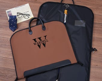 Benutzerdefinierte Canvas Suit Bag, Ledergriff Kleidersack, Groomsman Geschenk Anzug Tasche, Vater des Bräutigams, Ledergriff Kleidersack, Trauzeuge Geschenk