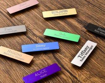 Custom Magnetic Name Tags,Personalized Engraved Name Tags,Minimalist Name Tags for Work,Stainless Steel Name Badge,Metal Name Tag