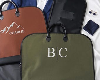 Borsa porta abiti in tela ricamata, borsa porta abiti personalizzata con manici in pelle, regali per testimoni dello sposo, regalo per il testimone principale