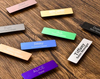 Custom Magnetic Name Tags,Personalized Engraved Name Tags,Minimalist Name Tags for Work,Stainless Steel Name Badge,Metal Name Tag