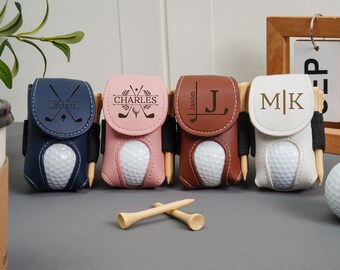 Personalisierte Mini-Golfballtasche, benutzerdefinierte Leder-Golf-Reisetasche, Golfball- & Teeshalter, tolle Golfgeschenke für ihn