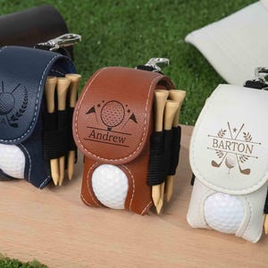 Sac pour balles de golf personnalisé, Mini porte-balle de golf personnalisé, Pochette en cuir pour balles de golf et tees, Super cadeaux de golf, Cadeau pour papa, Cadeaux pour garçons d'honneur