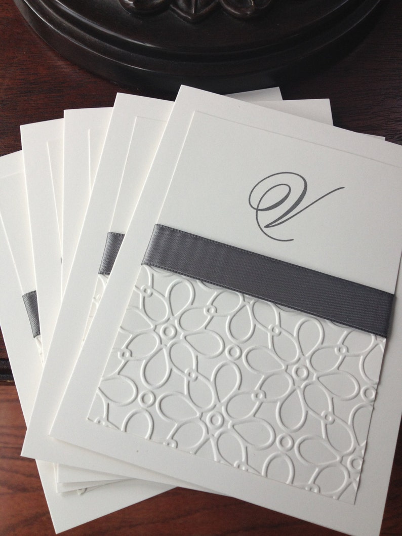 Personalized Blank Notecards Embossed Stationery Initial Etsy