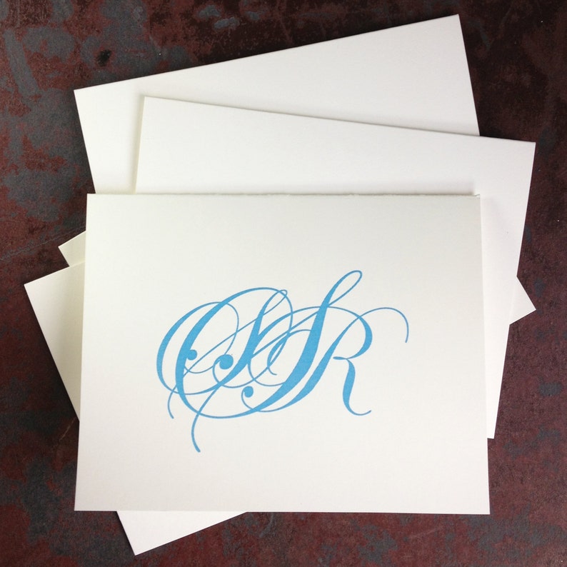 Monogram Personalized Stationery Pretty Script Stationary Etsy