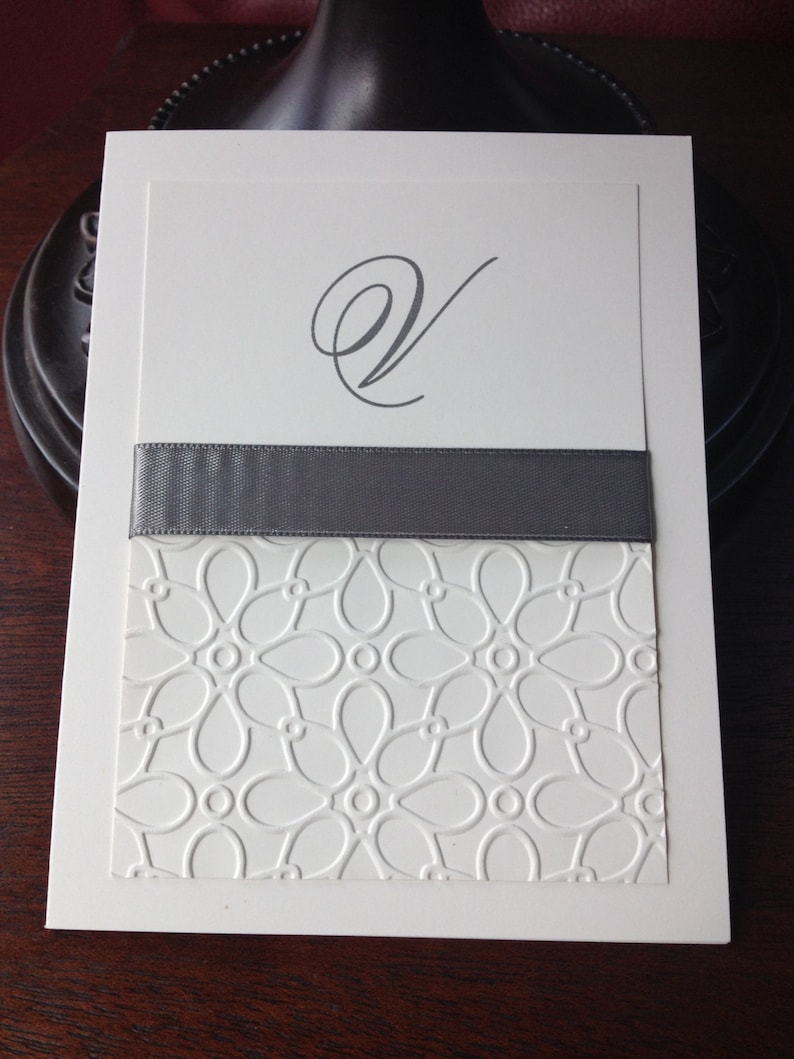 Personalized Blank Notecards Embossed Stationery Initial Etsy