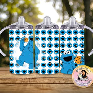 Adorable MonsterCookie Tumbler Wrap for Kids 9.5&quot; x 5.5&quot; PNG ideal for personalizing kids&#39; tumblers with a fun and colorful touch
