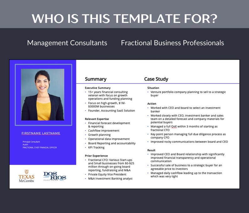 Powerpoint Resume Template Management Consultant Bio Consultant
