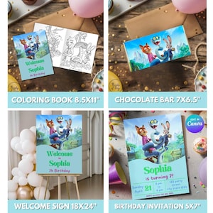 Zootopia 2 verjaardagspakket / Bewerkbare verjaardagsfeestset / Printbare Zootopia 2 decoratie afbeelding 2