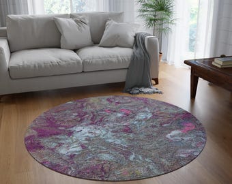 Bohemian Round Rug, Handcrafted Floor Mat, Cozy Decor for Living Room, Bedroom, Stylish Home Accents, Artful Boho Accessory