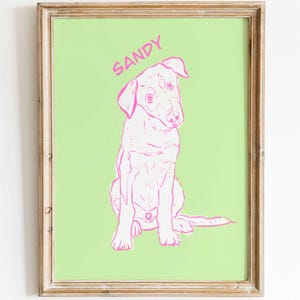 Bunter Hund Zeichnung, Haustier Portrait nach Maß, süsser Hund Illustration, Funky Hund Kunst, Geschenke für Hundebesitzer, Haustier Zeichnung, Katze hässlich Poster