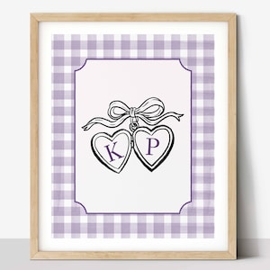 Custom Couples Initial Locket Print, Couples Gift, Trendy Bedroom Wall Print, Couple Names Above Bed Digital Download, Girlfriend Birthday