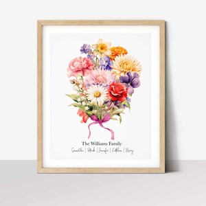 Birth Flowers Family Print, Mothers Day Gift, Digital Floral Mom Gift, Custom Birth Month, Botanical Grandma Gift Personalized Birthday