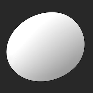 May include: A white egg with a smooth, slightly glossy surface.