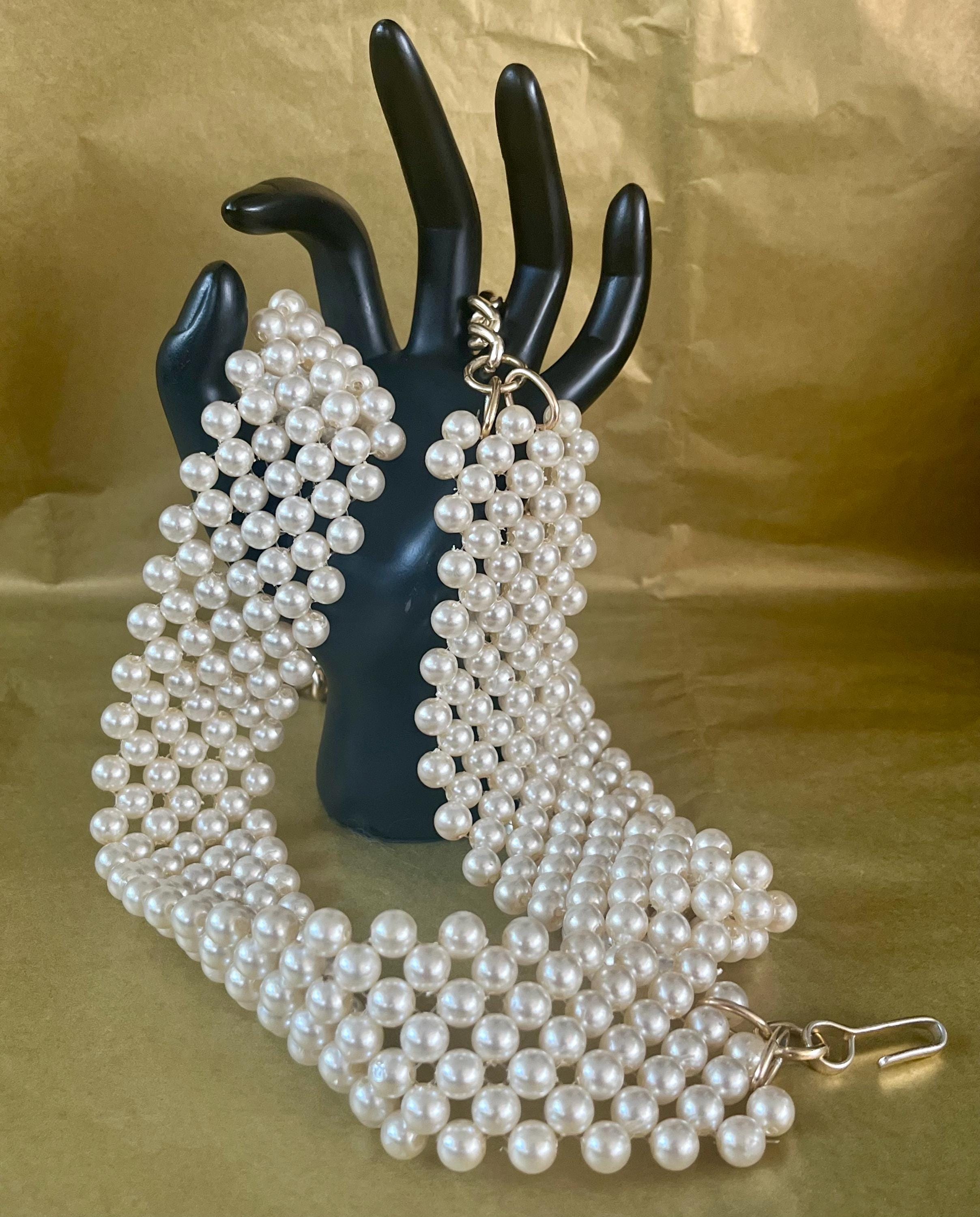 【MURRAL】Snow cover pearl belt (White) Pearl Sash Wedding Belt, Ivory Bridal Belt With Pearls and