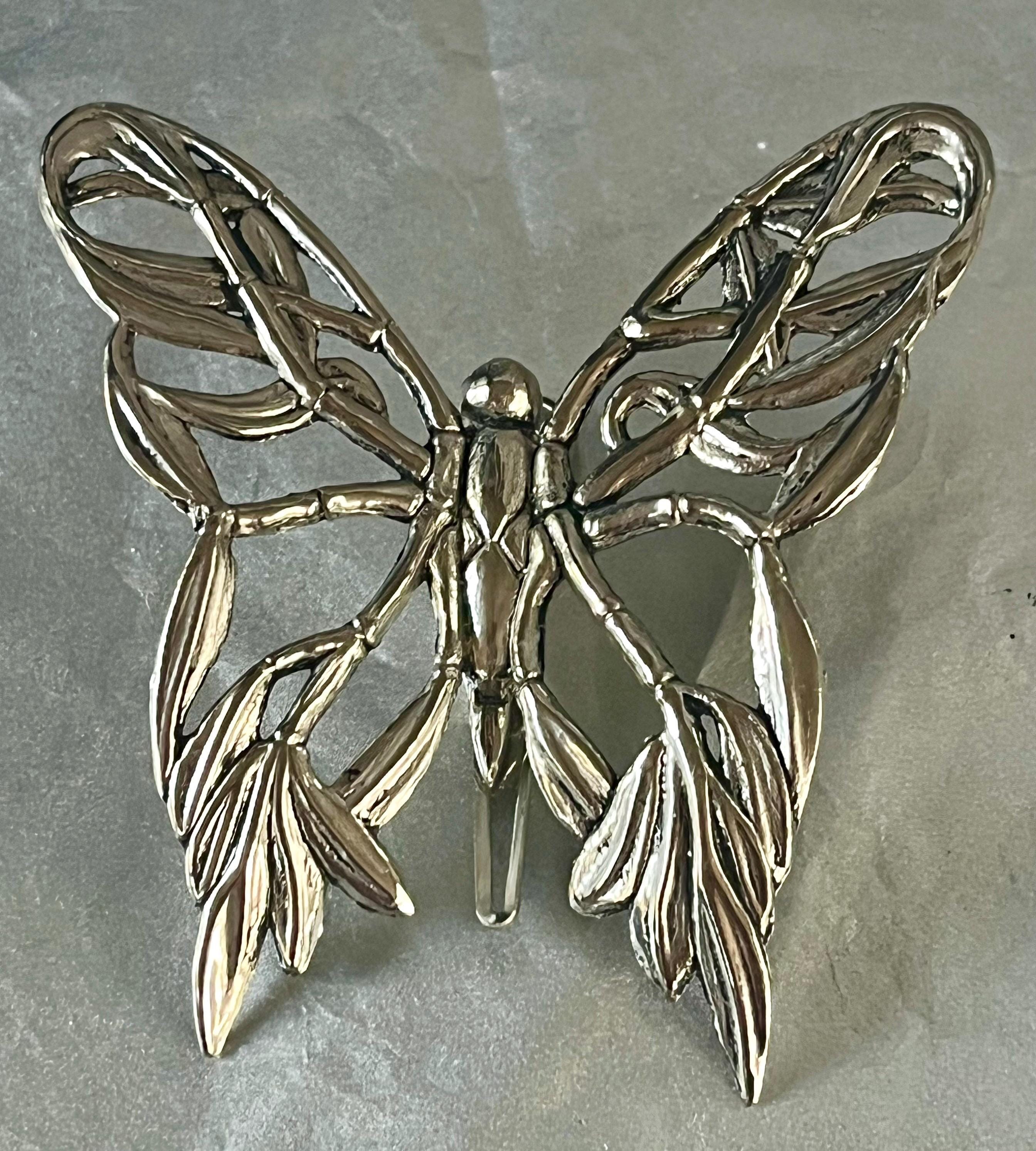 John Hardy Silver Tone Art Noveau Style Butterfly Hair Clip 