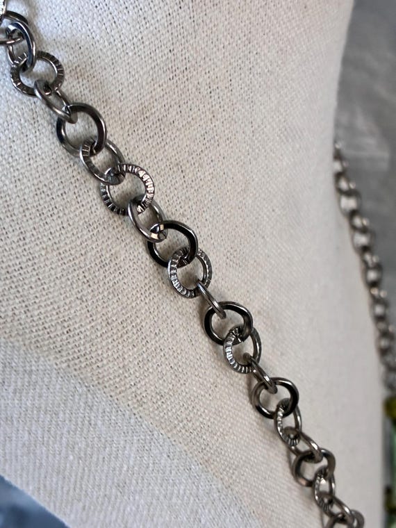 Silver Tone and Rectangular Green Marbled Lucite … - image 14