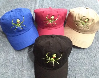 happy face spider embroidered ballcap