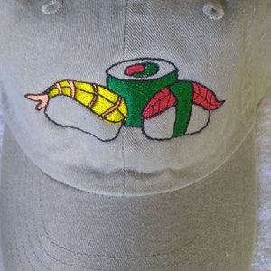 Sushi embroidered ballcaps by hopper&#39;s art