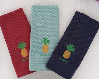 Toallas bordadas con piñas de Hopper's Art, Isla Grande de Hawái, toallas con volcanes de Hopper's Art