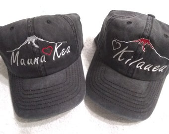 Mauna Kea Kilauea Mauna Loa vulkaan geborduurde balpetten door hoppers art