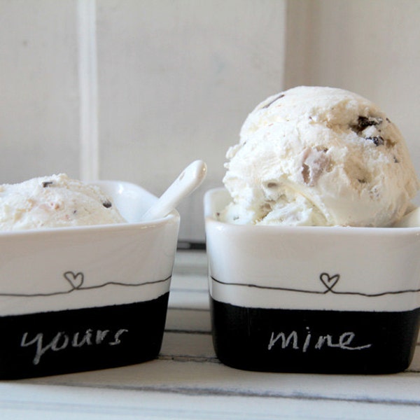 Deserowe miski-odręcznej tablicy malowane-miłość jest słodko-zestaw 2