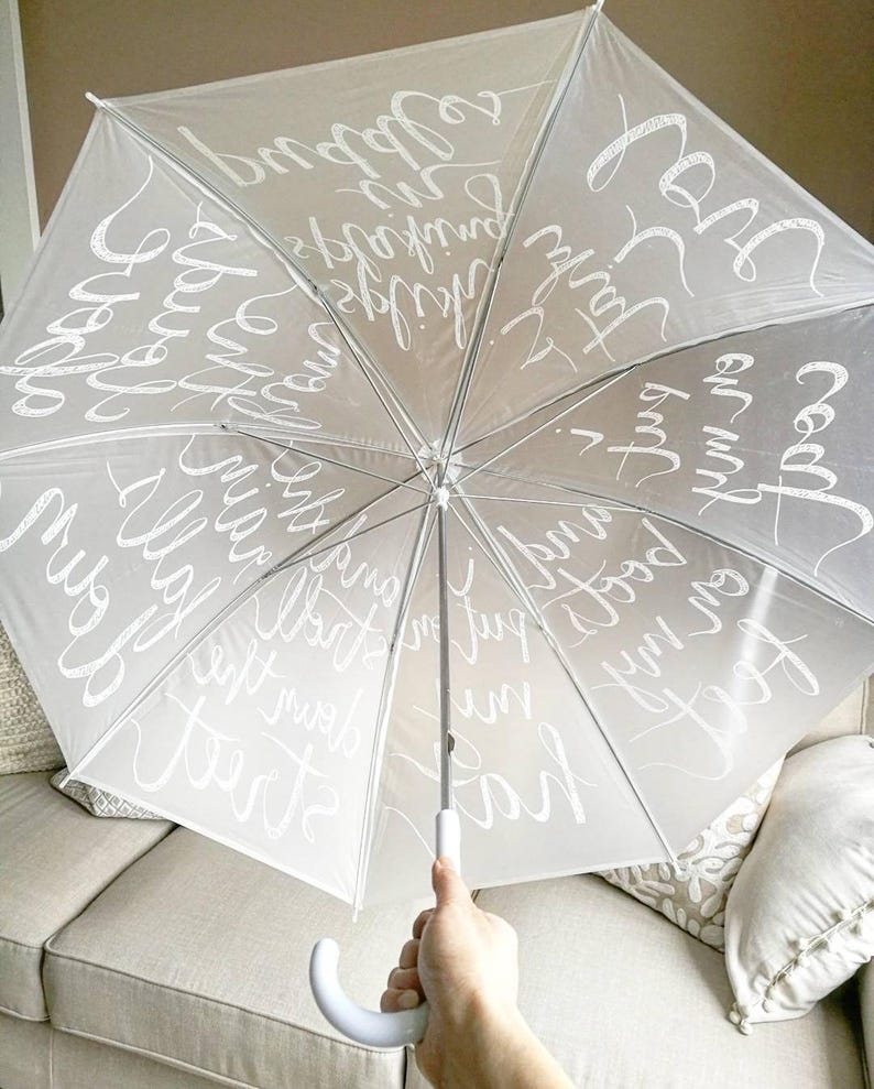 Custom Vinyl Umbrella Handlettered/handwritten Rain Poem Etsy