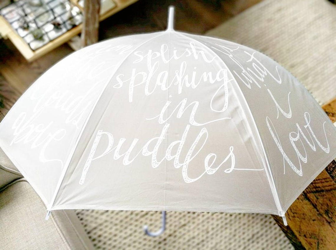 Custom Vinyl Umbrella Handlettered/handwritten Rain Poem Etsy